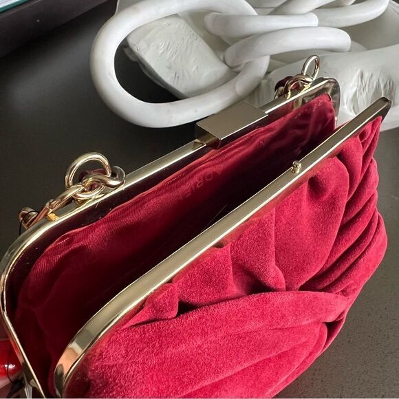 ADRIENNE VITTADINI Red Burgundy Suede Knotted Tassel Shoulder Bag. - Picture 5 of 10